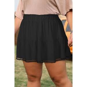 NEW DEAR LOVER frilled elastic waist lace trim boho ruffled shorts - plus in bla